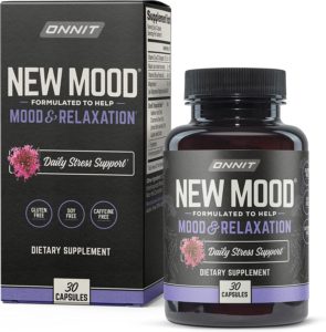 Onnit New Mood contains ingredients like chamomile extract and other traditional herbs designed for daily mood support and the natural production of serotonin.
